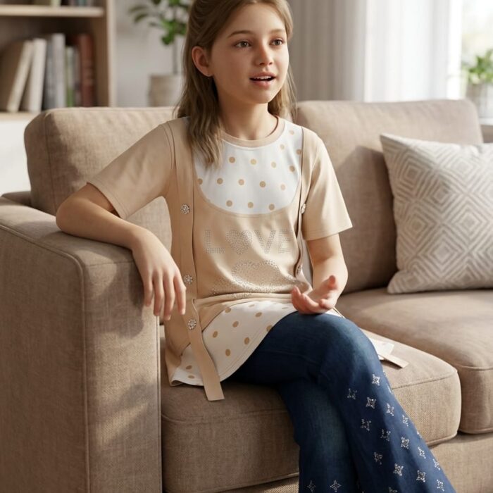 China Half Sleeves Shirt with plazo pent for Girls