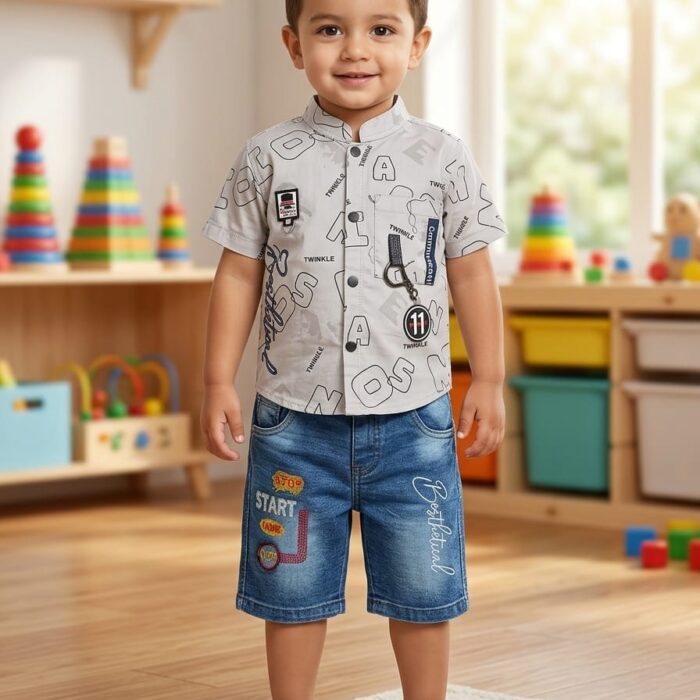 Cotton Shirt With Danim Niker